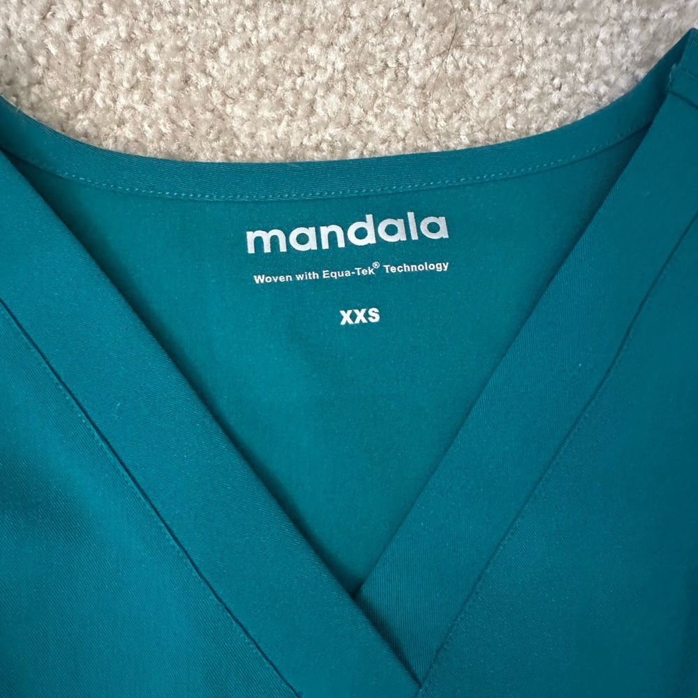Mandala Teal V-Neck scrub top